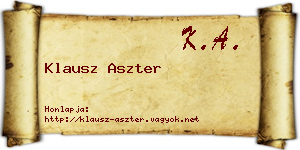 Klausz Aszter névjegykártya